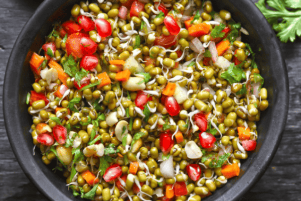mix sprouts salad chaat with vegetables and fruits