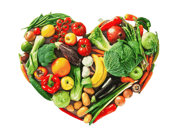 mix vegetable and fruits heart